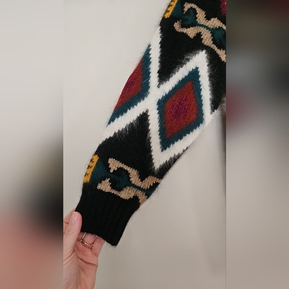 RAFAELLA Vintage wool/rabbits hair shawl collar open front printed cardigan. MED - Picture 5 of 9